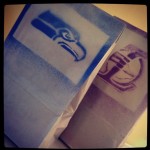 Stencil spray painted favor bags